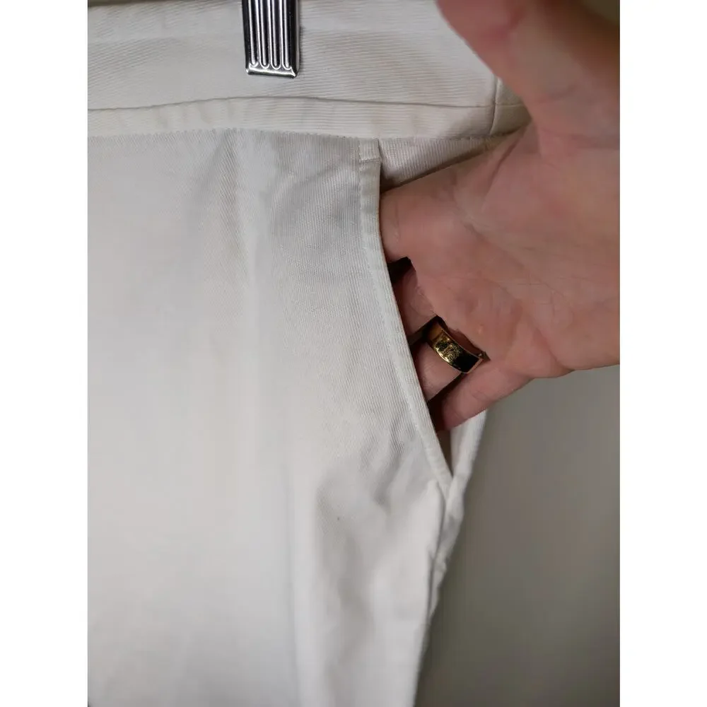 Tory Burch Women's White Cropped Pants Stretch Cotton Tailored Size 14
